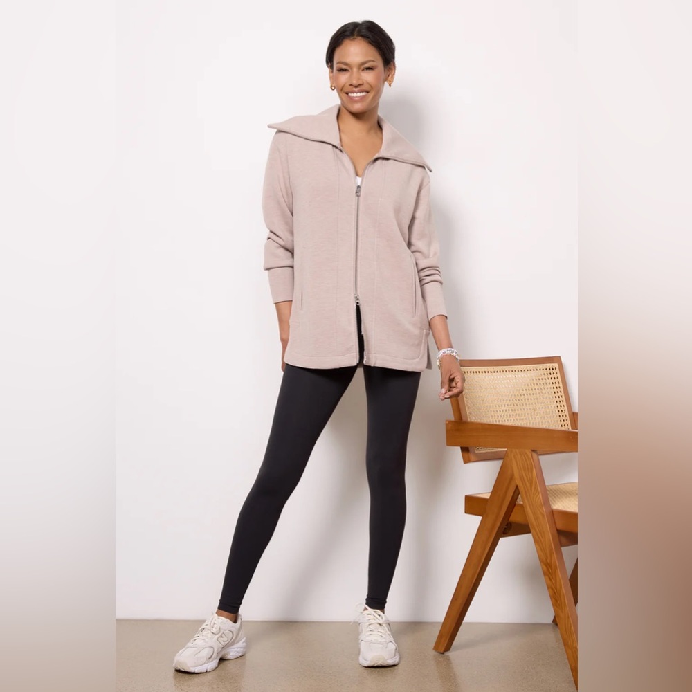 Varley Beige Zip-Up Sweatshirt